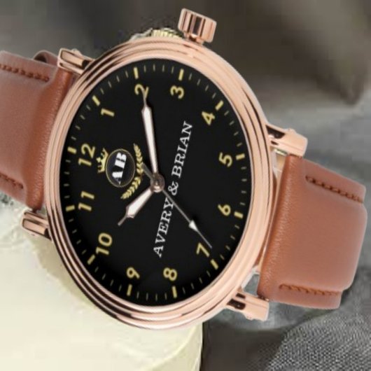 Personalized Gift Custom couple monogram  Horloge