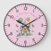 Personalized Gingerbread House Wall Clock Grote Klok (Voorkant)