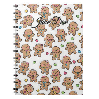 Personalized Gingerbread Men Christmas Notebook Notitieboek