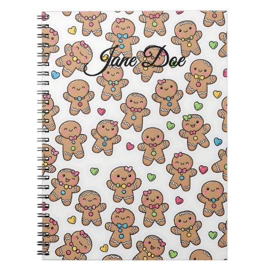 Personalized Gingerbread Men Christmas Notebook Notitieboek (Voorkant)