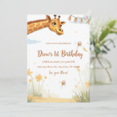 Personalized Giraffe Safari Birthday Invitation (Debout devant)