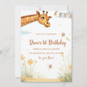 Personalized Giraffe Safari Birthday Invitation Kaart (Voorkant)