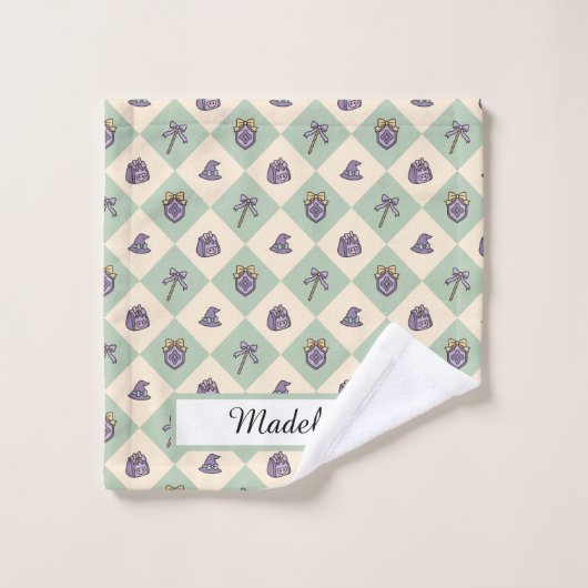 Personalized Girl Academy Checkered Mint Green  (Gant de toilette)
