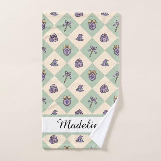 Personalized Girl Academy Checkered Mint Green  Handdoek (Handdoek)