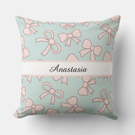 Personalized Girl Cute Pretty Bow Name Blue Pink Kussen