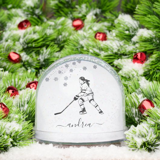 Personalized Girl Ice Hockey Snow Globe Gift Sneeuwbol (Kerstmis)