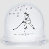 Personalized Girl Ice Hockey Snow Globe Gift Sneeuwbol (Achterkant)