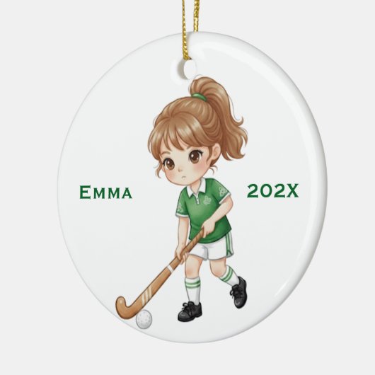 Personalized Girls Field Hockey Player Keramisch Ornament (Links)