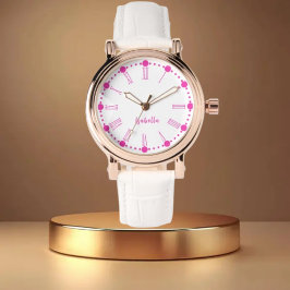 Personalized Girls' Name Pink  Horloge