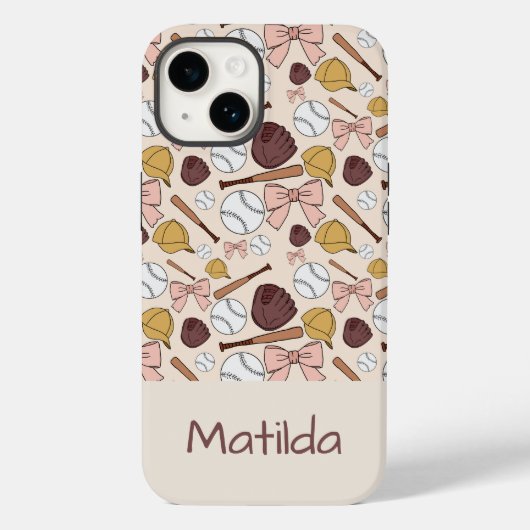 Personalized Girly Baseball Bow Pattern Phone Case (Achterkant)