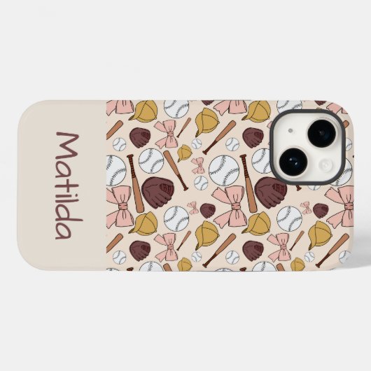 Personalized Girly Baseball Bow Pattern Phone Case (Achterkant (horizontaal))