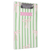Personalized Girly Coquette Green Stripe Bow Klembord (Rechts)