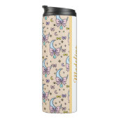 Personalized Girly Cute Bow Name Peach Moons Thermosbeker (Geroteerd rechts)