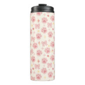 Personalized Girly Pink Cat Paw Cute Bow Name Thermosbeker (Voorkant)