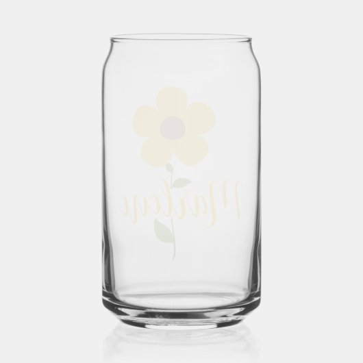 Personalized glass in the shape of a can, floral  (Verso)