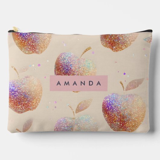 Personalized Glitter Apple Sparkle Fruit Pastel  Etui (Voorkant)