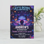 Personalized Glow bowling birthday invitation (Debout devant)