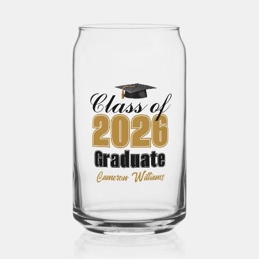 Personalized Gold Black Class of 2026 Graduation Blikvorm Glas (Voorkant)
