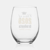 Personalized Gold Black Class of 2026 Graduation Wijnglas Zonder Voet (Achterkant)