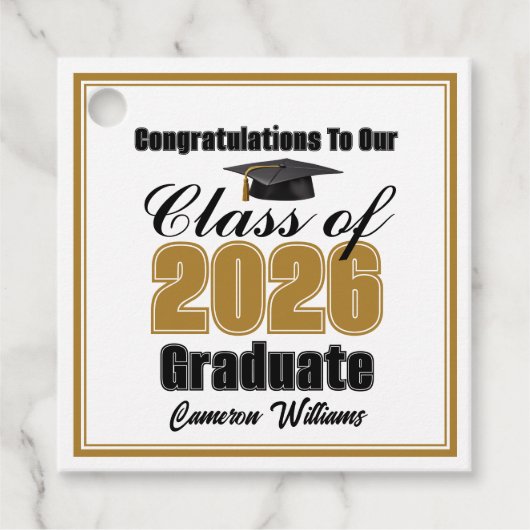 Personalized Gold Class of 2026 Graduation Party Bedankjes Labels (Voorkant)