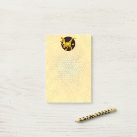 Personalized Gold Dinosaur Post-it® Notes (Op bureau)