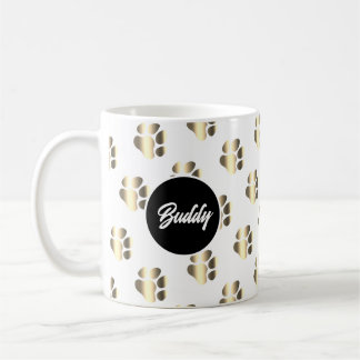 Personalized gold paws pattern pet lovers koffiemok