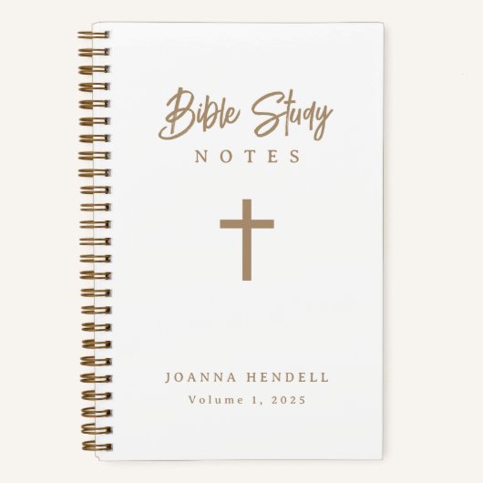 Personalized Gold Script White Bible Study Notitieboek (Voorkant)