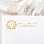 Personalized Gold Wedding Heraldic Shield Etiket (Insitu)