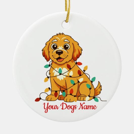 Personalized Golden Retriever Christmas Ornament (Voorkant)
