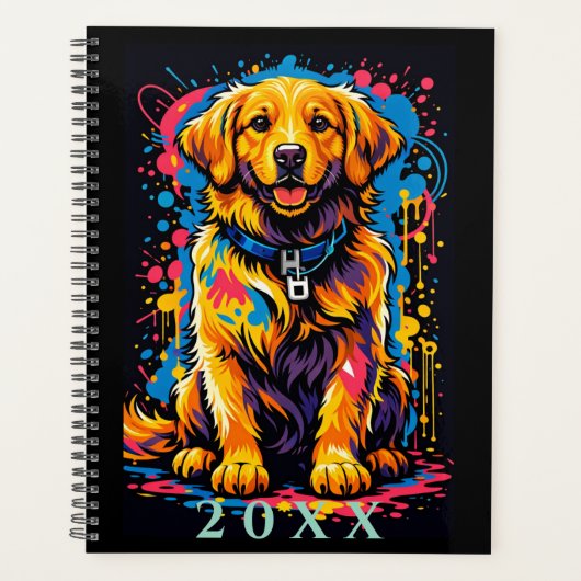 Personalized Golden Retriever Color Splash Planner (Devant)