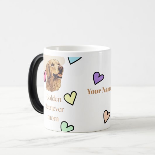 Personalized Golden Retriever Mom Mug - Custom Dog Magische Mok (Voorkant links)