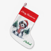Personalized Goldendoodle Dog in Santa Hat  Kleine Kerstsok (Voorkant (Hangend))