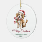 Personalized Goldendoodle Dog Santa Hat Christmas Keramisch Ornament (Links)