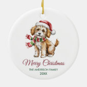 Personalized Goldendoodle Dog Santa Hat Christmas Keramisch Ornament (Achterkant)