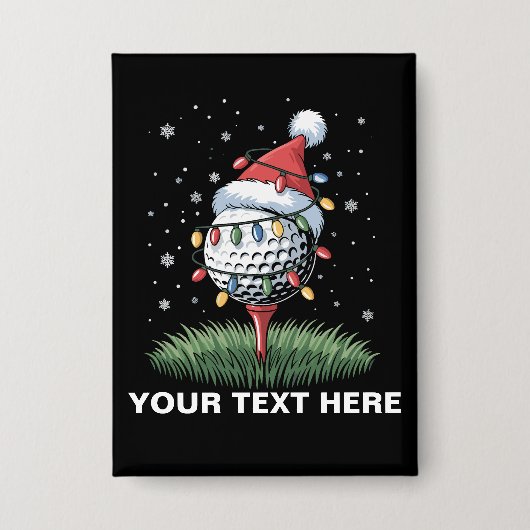 Personalized Golf Ball Christmas Tree Santa Hat  Button (Voorkant)