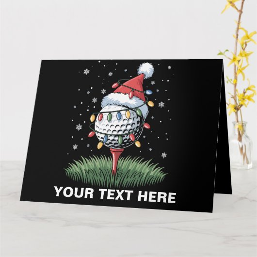 Personalized Golf Ball Christmas Tree Santa Hat  Kaart (Gele Bloem)