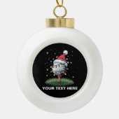 Personalized Golf Ball Christmas Tree Santa Hat  Keramische Bal Ornament (Voorkant)