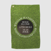 Personalized Golf Hole in One Award Golfhanddoek (Voorkant)