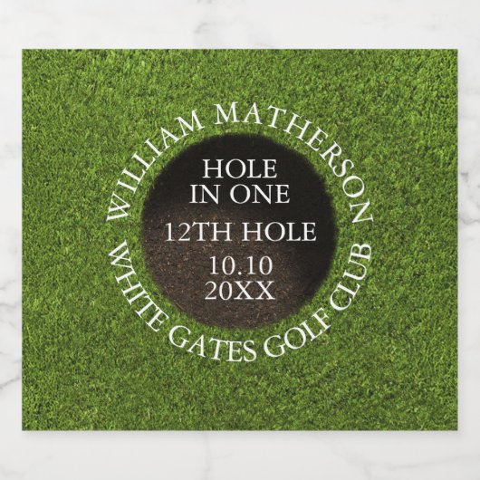 Personalized Golf Hole in One Award Sparkling Wijnetiket (Enkel label)