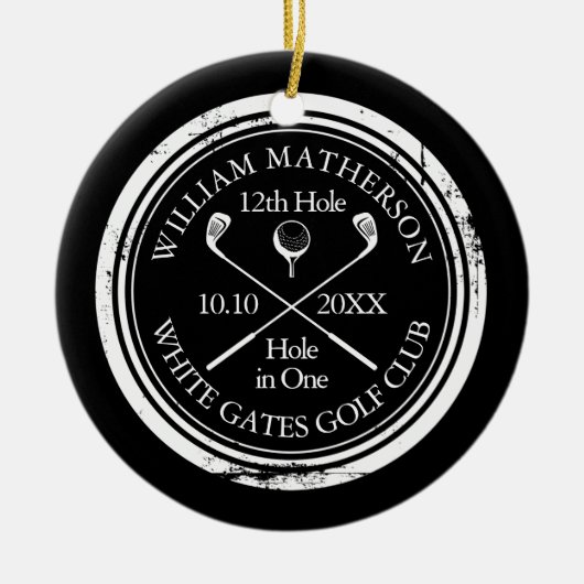 Personalized Golf Hole in One Keepsake Keramisch Ornament (Voorkant)