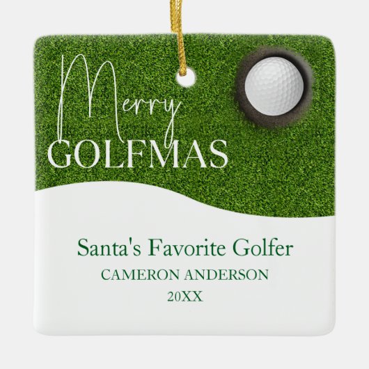 Personalized Golf lover Merry Christmas Photo Keramisch Ornament (Voorkant)
