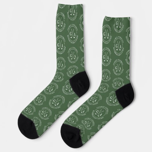 Personalized Golf Monogram Pattern green Sokken (Links)