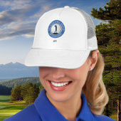 Personalized Golf Women's Modern Blue & White Trucker Pet