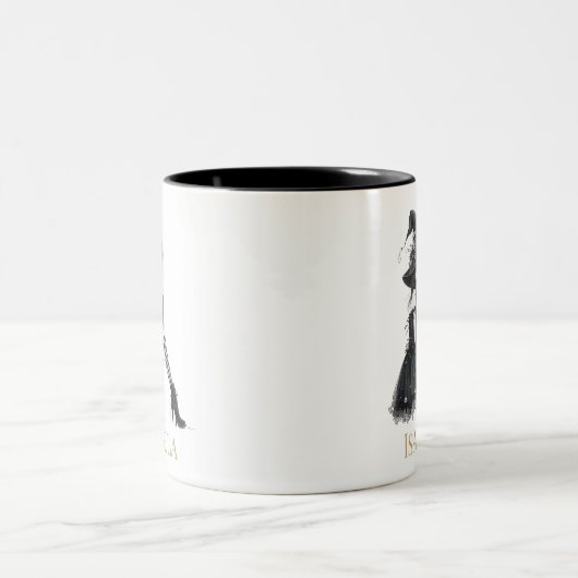 Personalized Gothic Witch – Custom Name Witchy Tweekleurige Koffiemok (Center)