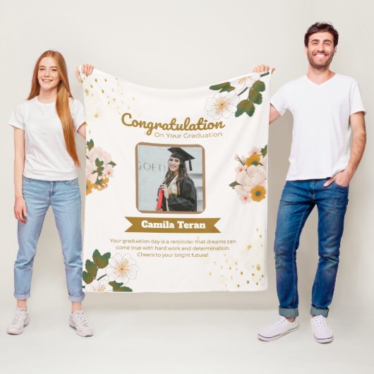 personalized graduation fleece blanket deken (In situ)