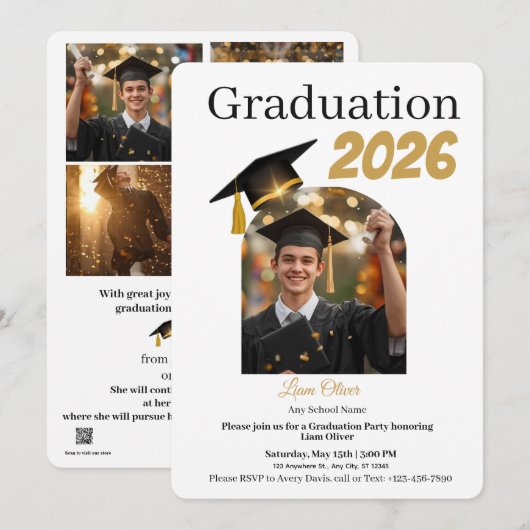 Personalized Graduation Party Photo Invitation  (Devant / Derrière)