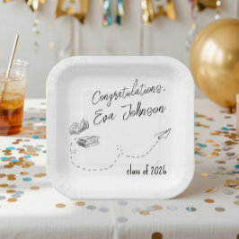 Personalized Graduation Square Paper Plates Papieren Bordje