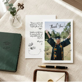 Personalized Graduation Thank You Card with Photo Bedankkaart