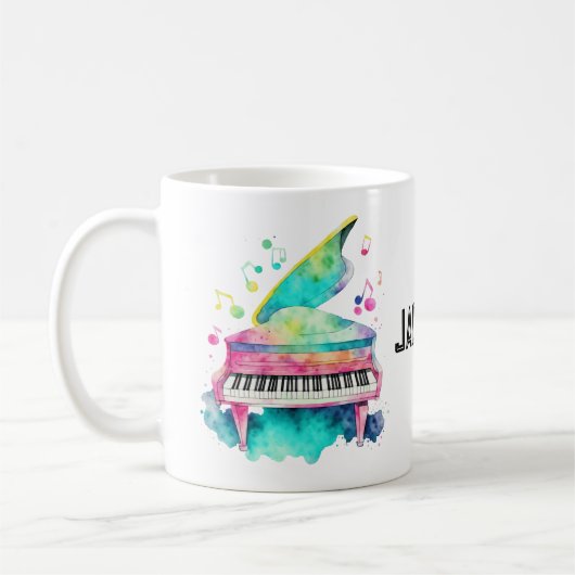 Personalized Grand Piano Mug – Custom Name (Gauche)