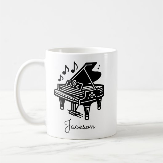 Personalized Grand Piano Mug – Custom Name (Gauche)